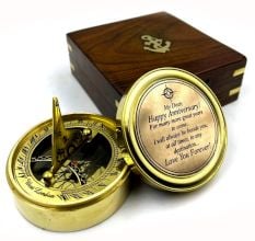 Brass Sundial Compass Gift with Engraved Message